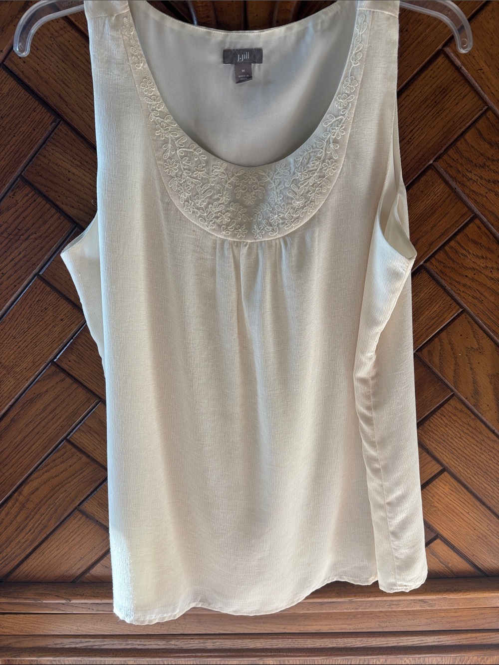 J. Jill Cream Scoop Neck Embroidered Camisole